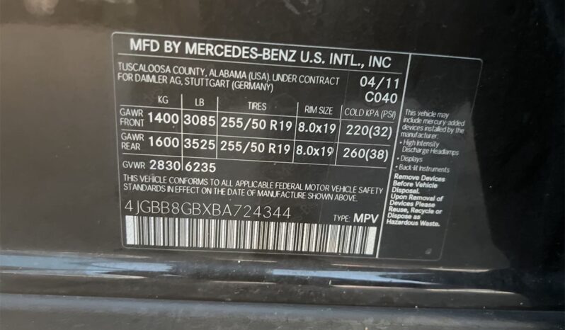 2011 Mercedes-Benz ML 350 AWD 4JGBB8GBXBA724344 full