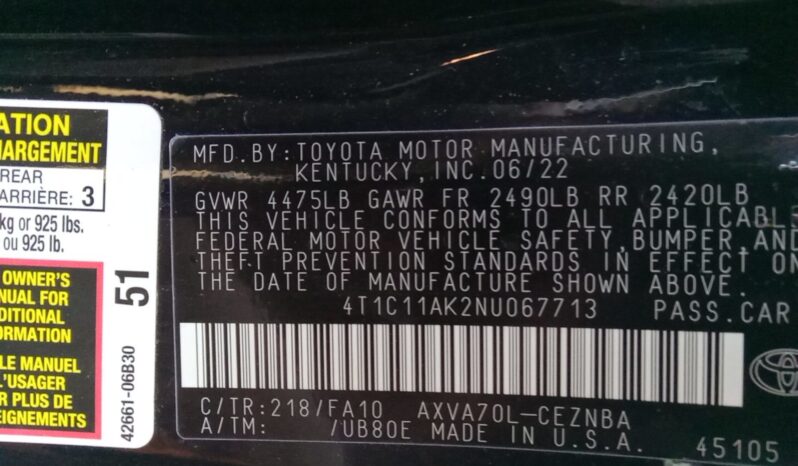 2022 Toyota Camry LE FWD 4T1C11AK2NU067713 full