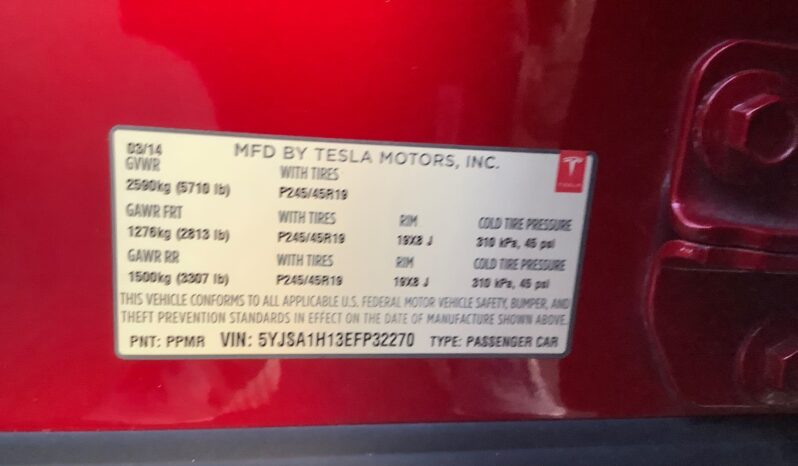 2014 Tesla Model S P85 RWD 5YJSA1H13EFP32270 full