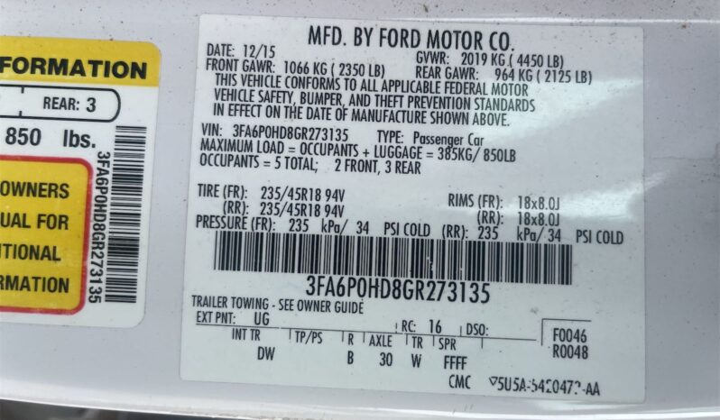 2016 Ford Fusion SE FWD 3FA6P0HD8GR273135 full