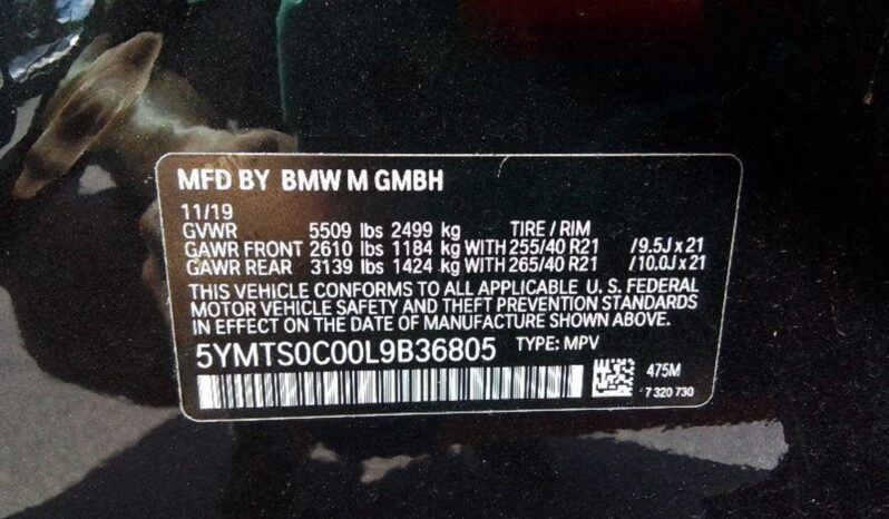 2020 BMW X3 M AWD 5YMTS0C00L9B36805 full